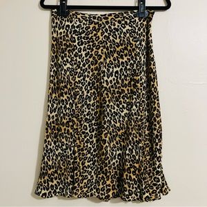 Michael Kors Silk Leopard Print Skirt